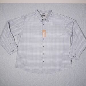 Eddie Bauer Shirt Mens 3XL Gray Pack It Seersucker 2.0 Long Sleeve UPF 30 Plaid